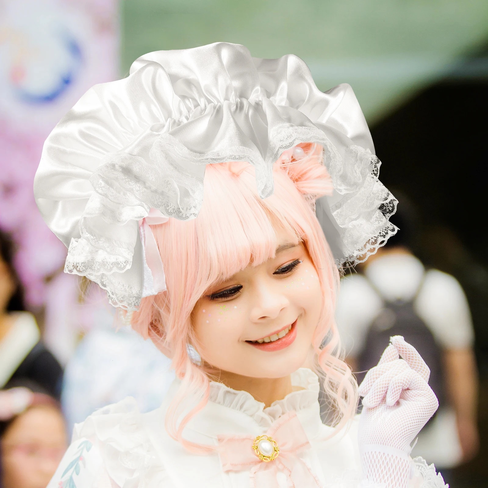 White Lace Women Cosplay Party Accessory Lightweight Stage Performance Party Maid Hat Maid Costume Accessory Prop Vintage