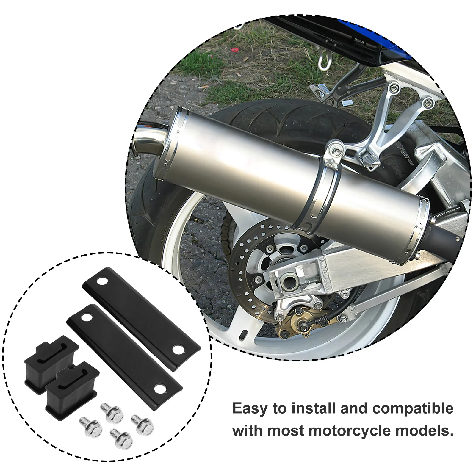 

Exhaust Muffler Pipe Bracket Rubber Metal Durable Comfortable Reduces Bumps Vibrations Quieter Driving Easy Installation
