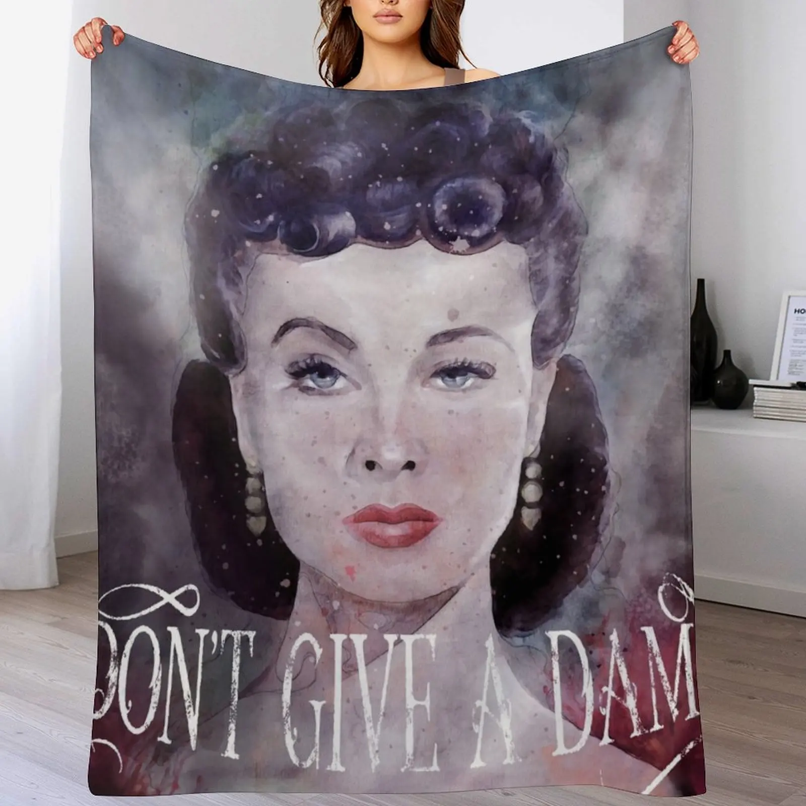 

Gone With The Wind quote I don't give a damn Scarlett O'Hara Watercolor Throw Blanket Luxury Brand Luxury Throw Blankets