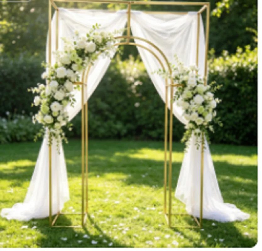 Gold Geometric Wedding Arch Backdrop Stand Glitter Floral Frame Outdoor Garden Party Decor 1/3 Pcs