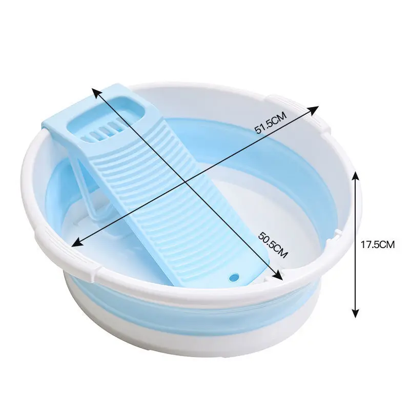 52cm Foldable Washtub With Washboard Laundry Kit Plastic Folding Laundry Tub Enlarge Thicken Bathroom Wash Bucket with soap box