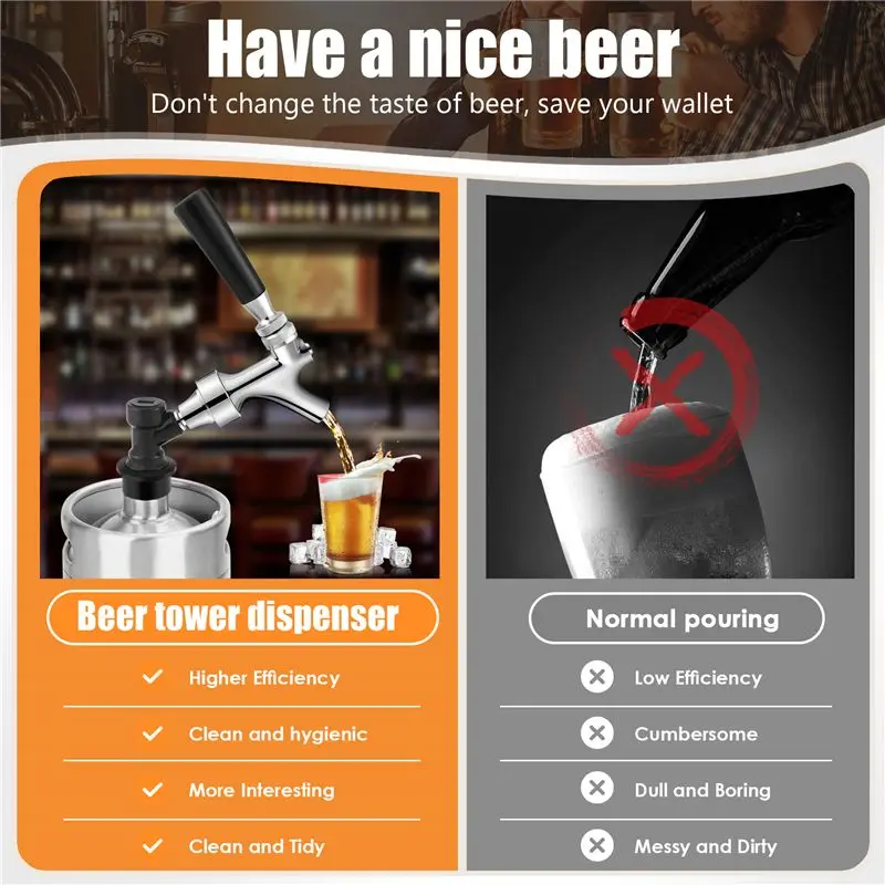ABSS-Beer Faucet Ball Lock Kit, Homebrew Draft Beer Tap Cornelius & Corny Keg Liquid Ball Lock Picnic Party Beer Tower Set