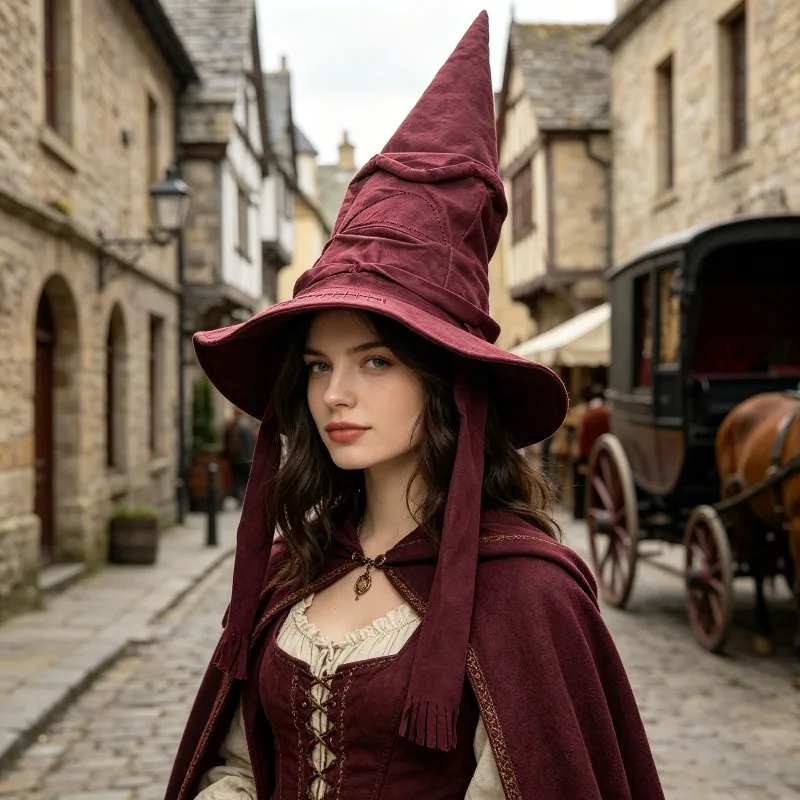 Halloween Witch Wizard Hat Cosplay Costume Headpiece Holiday Party Masquerade Stage Performance Decorative Accessory