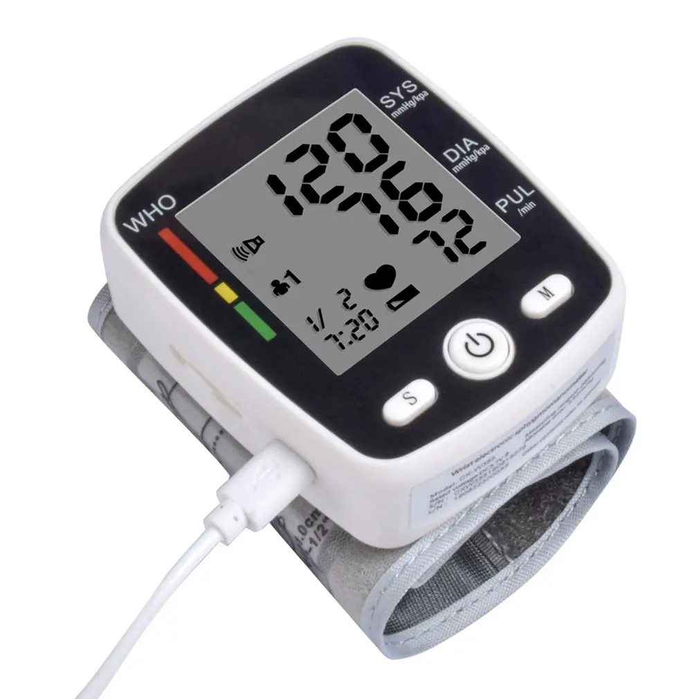 

Sphygmomanometer Wrist Rechargeable Blood Pressure Monitor Meter Measuring Instrument Voice Broadcast Blood Pressure UsbCharging