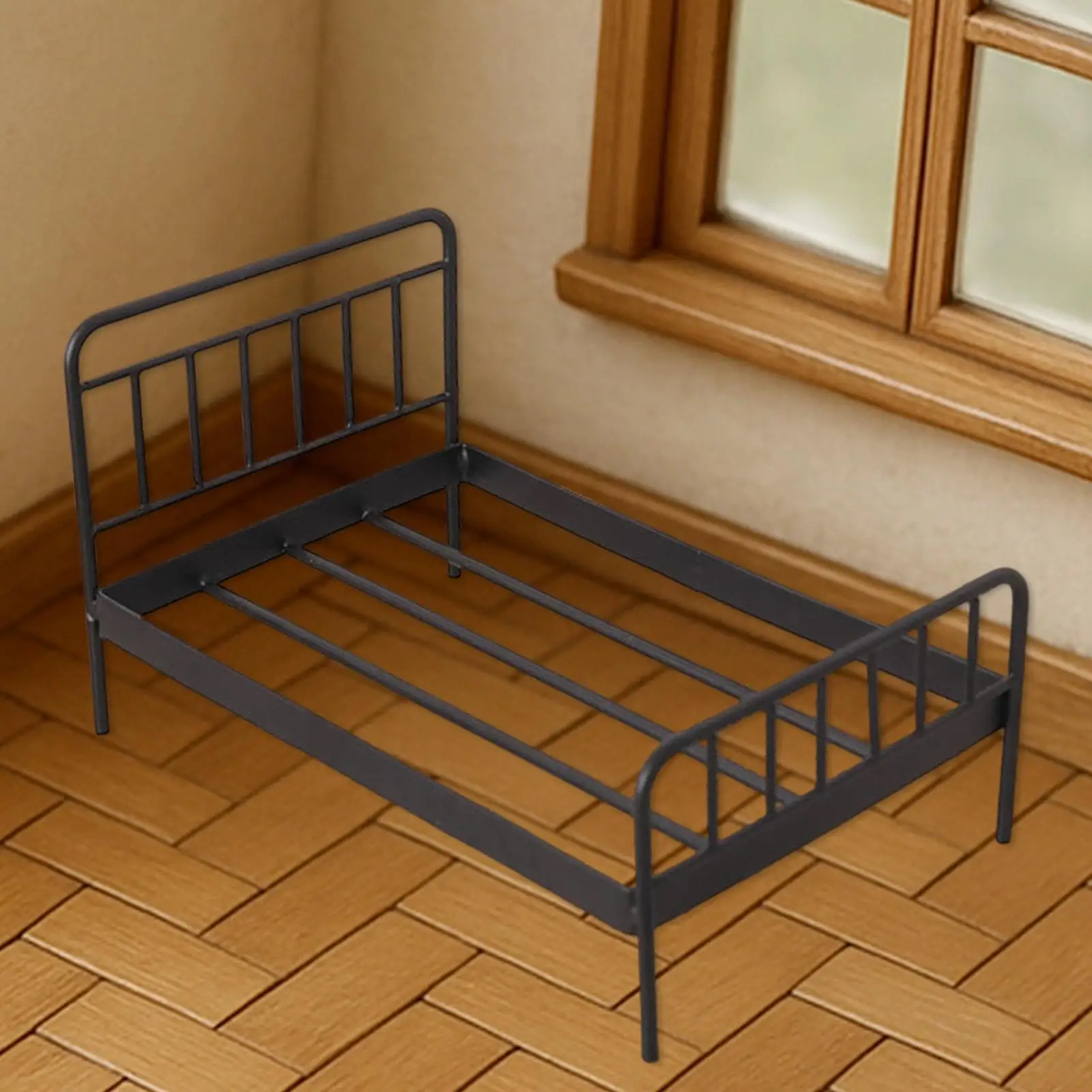 เตียงจำลองสำหรับบ้านตุ๊กตาขนาด 1/12, เฟอร์นิเจอร์บ้านตุ๊กตา, เฟอร์นิเจอร์จิ๋ว เตียงบ้านตุ๊กตา ของตกแต่งบ้านตุ๊กตาสำหรับจัดสวนขนาดเล็ก