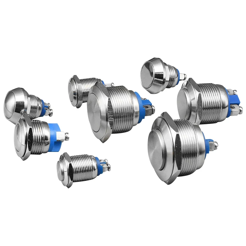 1pcs12mm 16mm 19mm 22mm Panel Hole Metal Push Button Switch Power Flat/High/Ball Head Momentary/Locking Screw Pin NO/NC