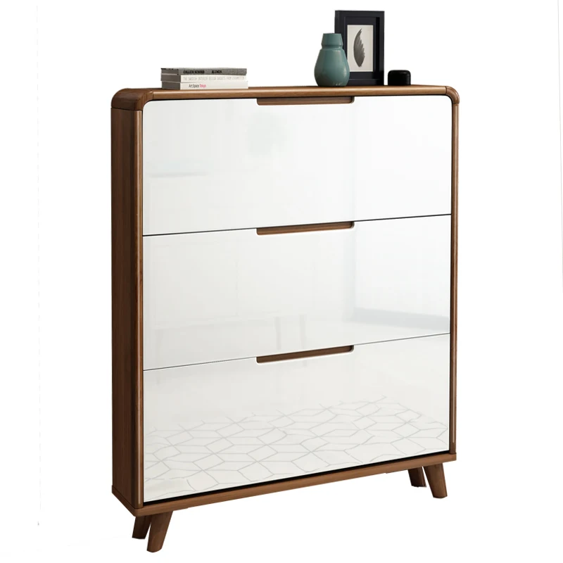 Shoe cabinet door household ultra-thin entry small narrow 17cm tipping bucket 2025 new popular entrance cabinet integrated solid