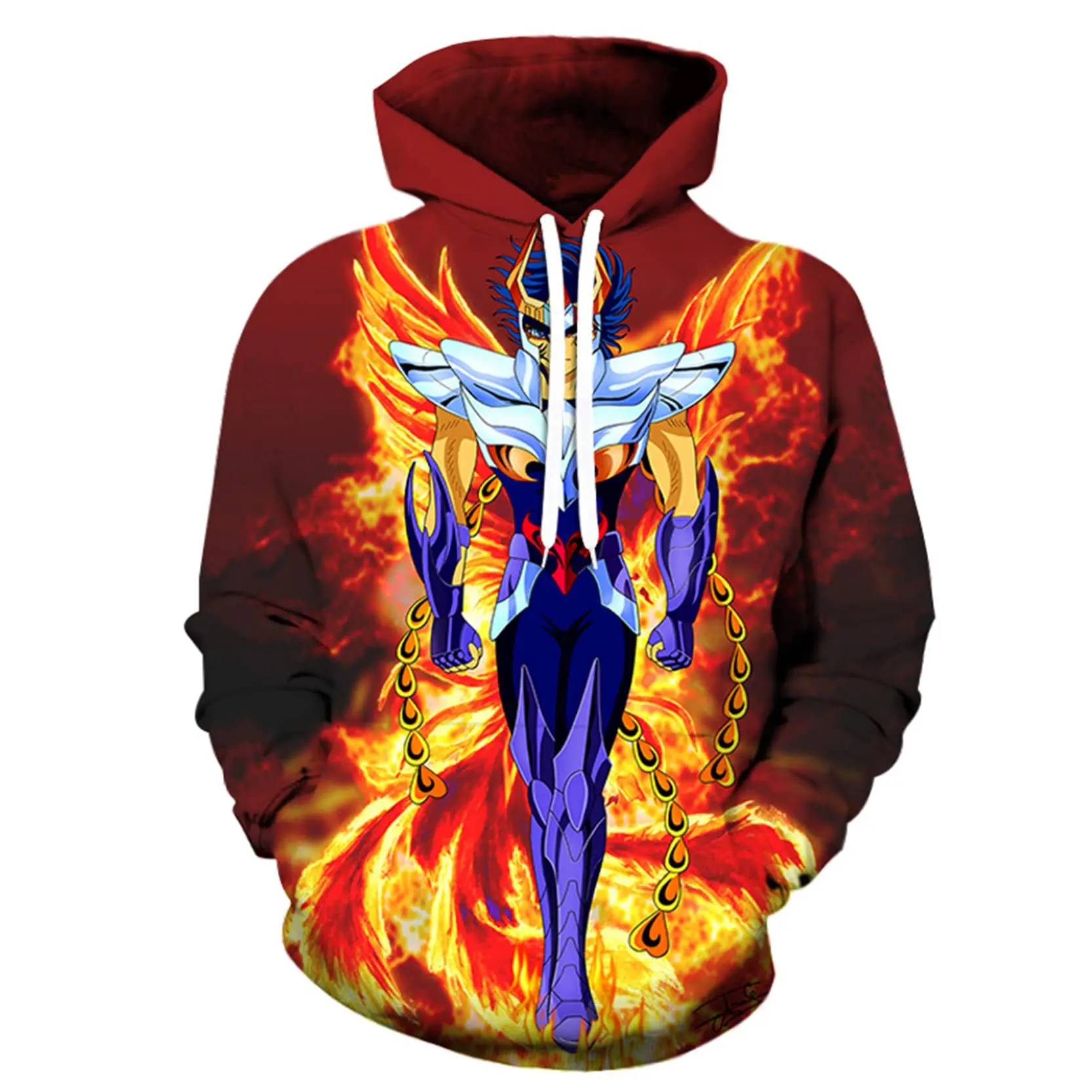 شعبية أنيمي سانت سيا هوديس البلوز ثلاثية الأبعاد مطبوعة الرجال النساء رياضية البلوز معطف موضة Harajuku للجنسين تأثيري هوديي