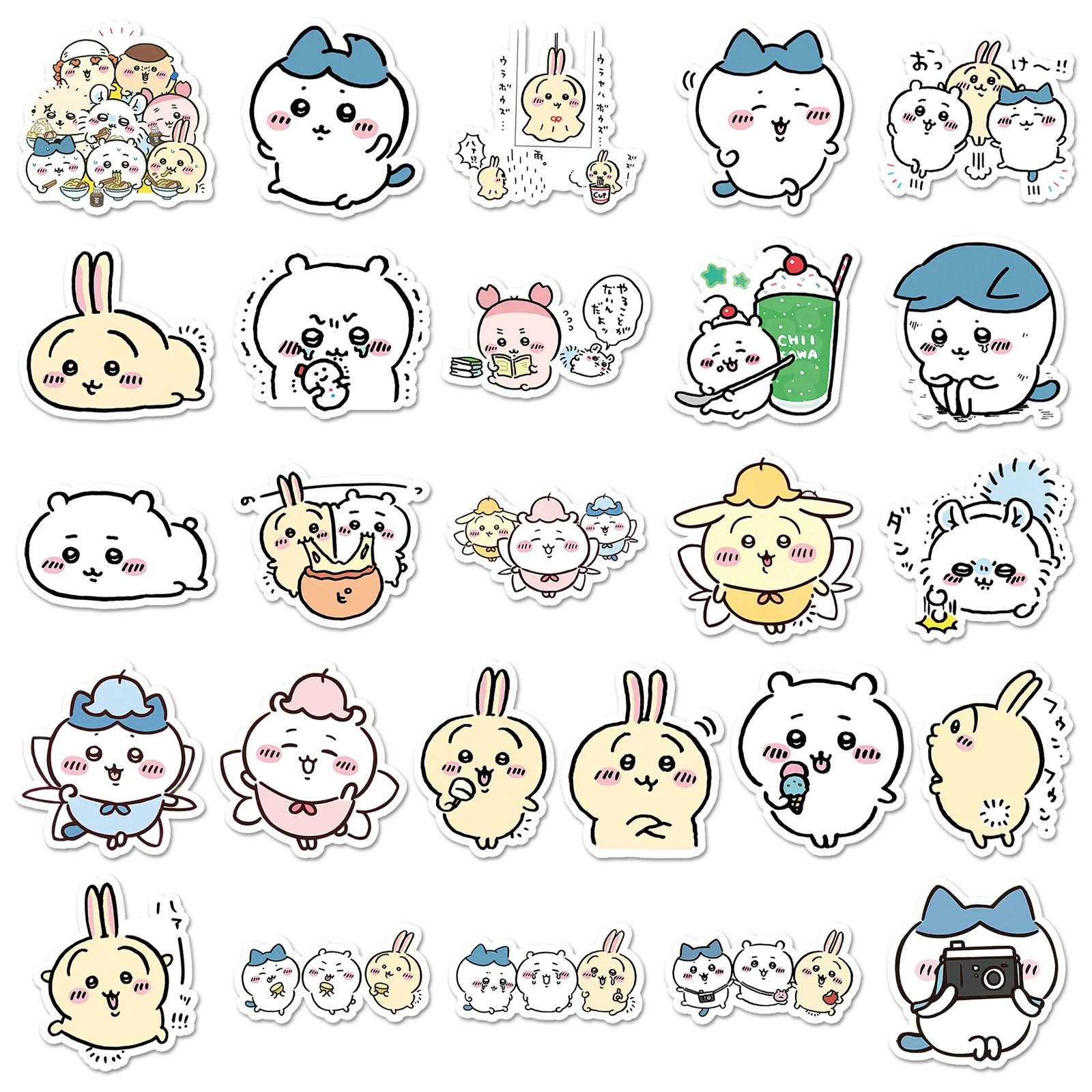 51 pçs kawaii dos desenhos animados chiikawa adesivos decorativos mesa portátil scrapbook bagagem papelaria bonito graffiti adesivo pacote crianças presente