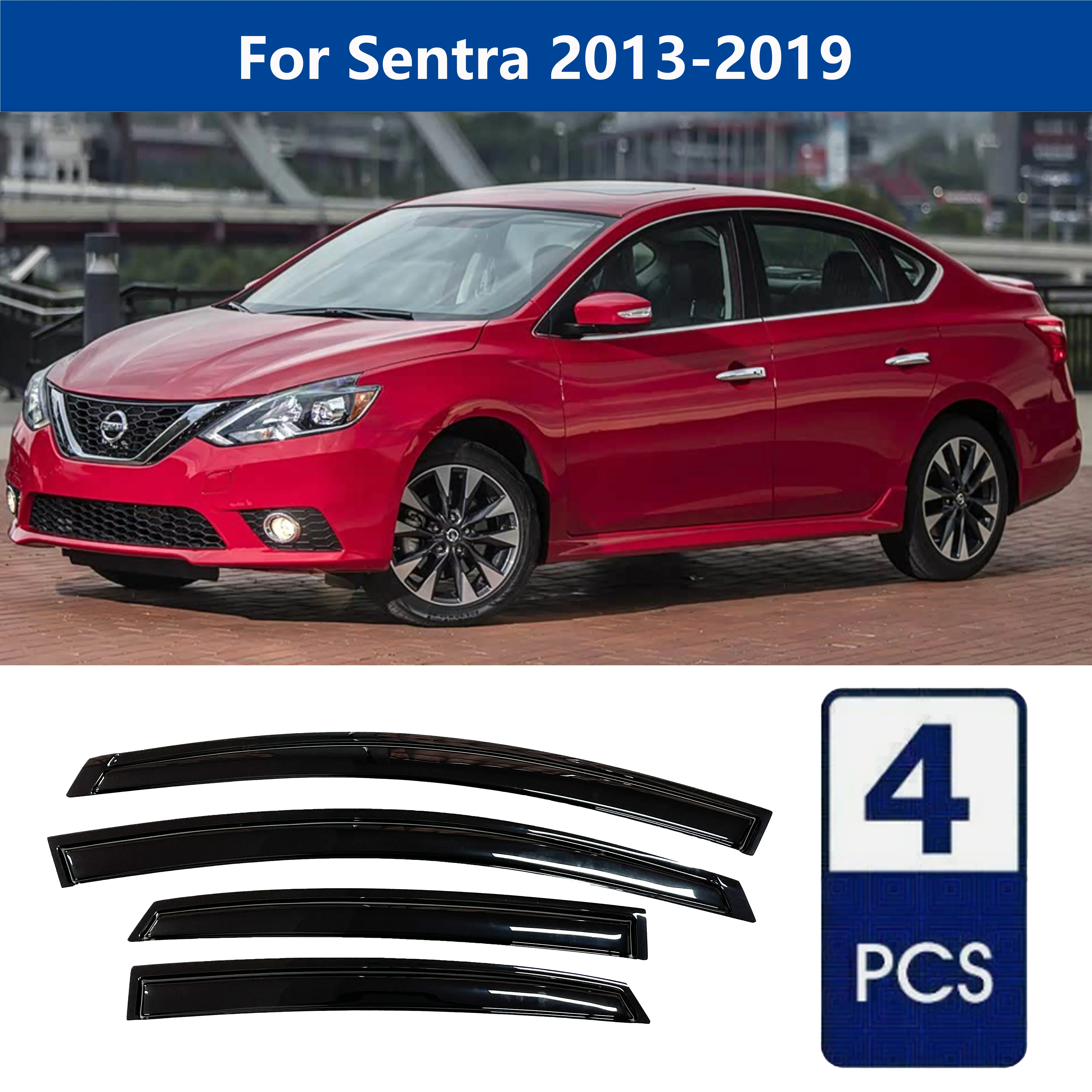 

AIBAP High-Quality 4pcs 1.8mm Car Windows Visor For Sentra 2013-2019 window visors rain guards rain guard Sun Rain Visors
