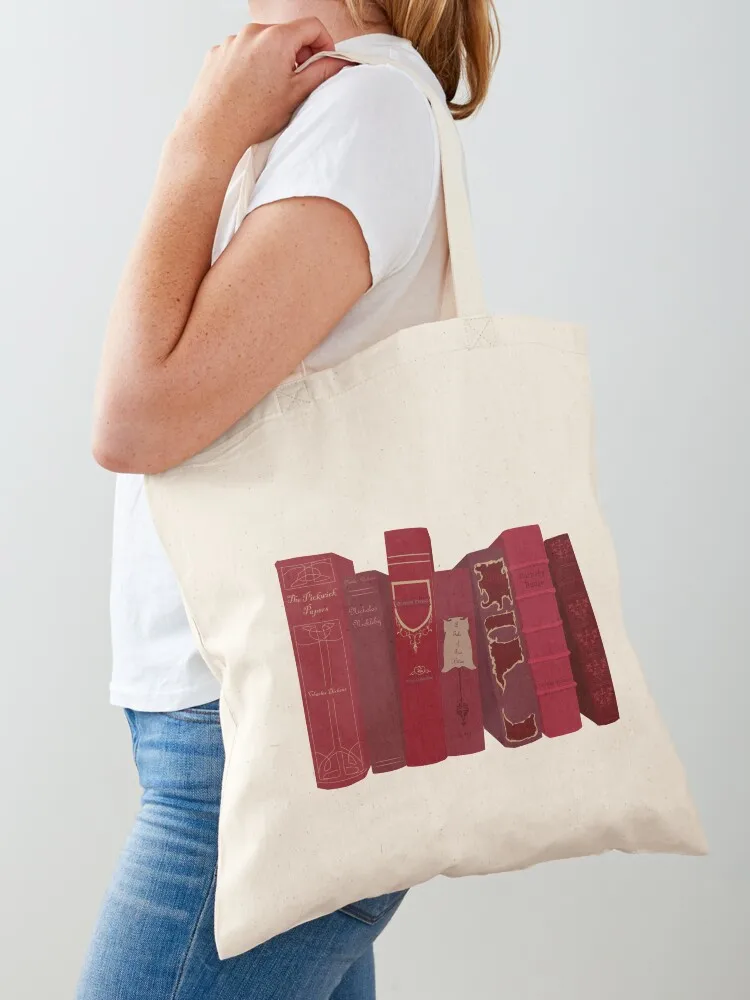 The Novels of Charles Dickens - In Red Tote Bag Handbags hand bags Canvas Tote Bag