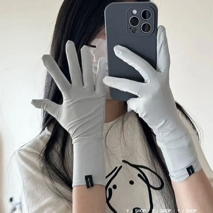 Ladies' Extended Ice Silk Sunscreen Gloves, Summer UV Protection, Outdoor Driving, Cycling, Anti Slip Touch Screen Gloves