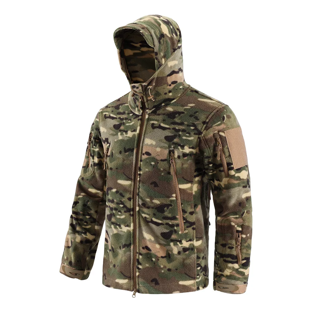 City Tactical Fleece spessa calda giacca mimetica traspirante da uomo inverno escursionismo all\'aperto arrampicata ciclismo cappotto termico