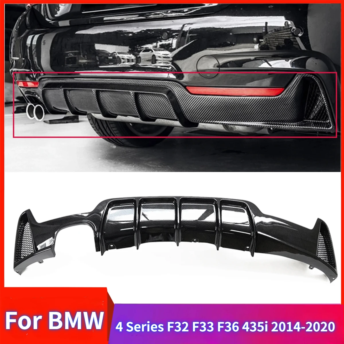 

For BMW 4 Series F32 F33 F36 435i 2014-2020 M Sport Rear Bumper Lower Diffuser Lip ABS Spoiler Guard Protector Cover Body Kits