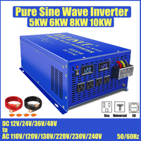 Pure Sine Wave Inverter 5KW 24V 220V Off Grid  Solar Converter 12V 36V 48V DC to 110V 130V 220V 230V 240V AC Home Appliance