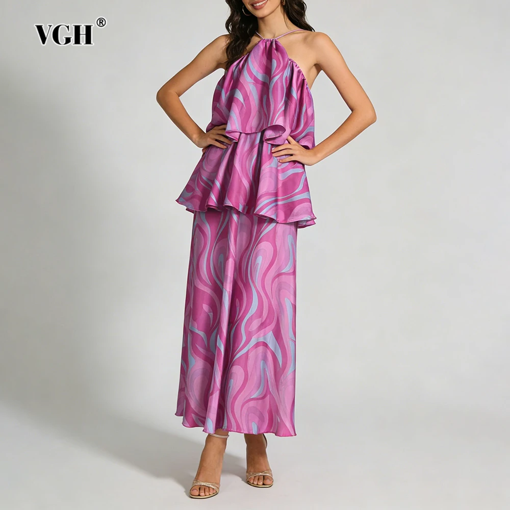 VGH موضة مساء بقماش شفاف فستان طويل للنساء الرسن تقسم متعدد الطبقات الكشكشة بلا أكمام فساتين الحفلات التدرج الإناث #1