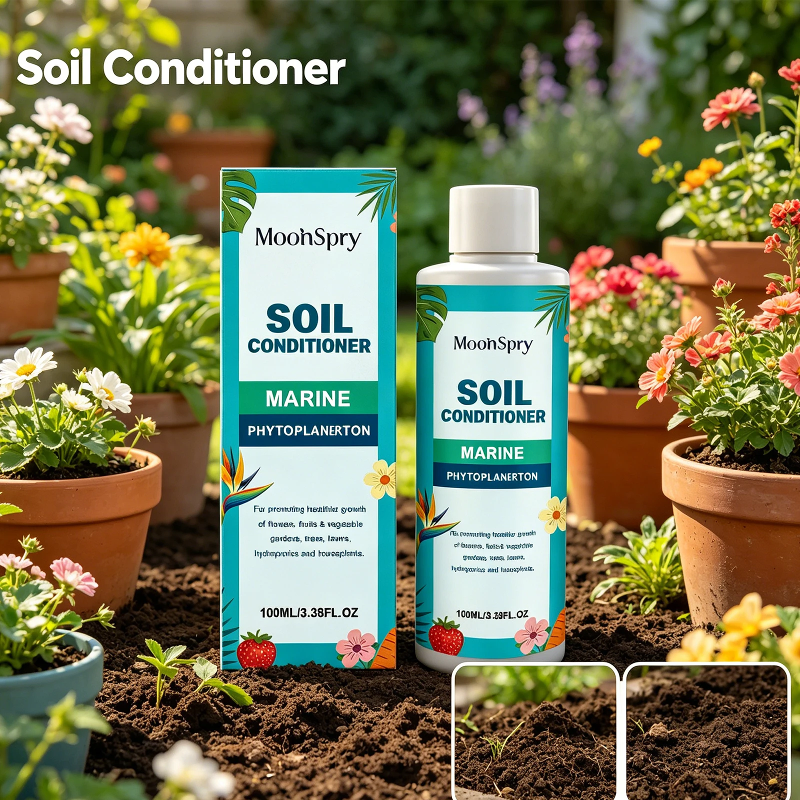 Moonspry Soil Conditioner Nutrient Balance Plant Growth Enhancer Multi Scene for Indoor Garden Vegetable Lawn Organic Fertilizer