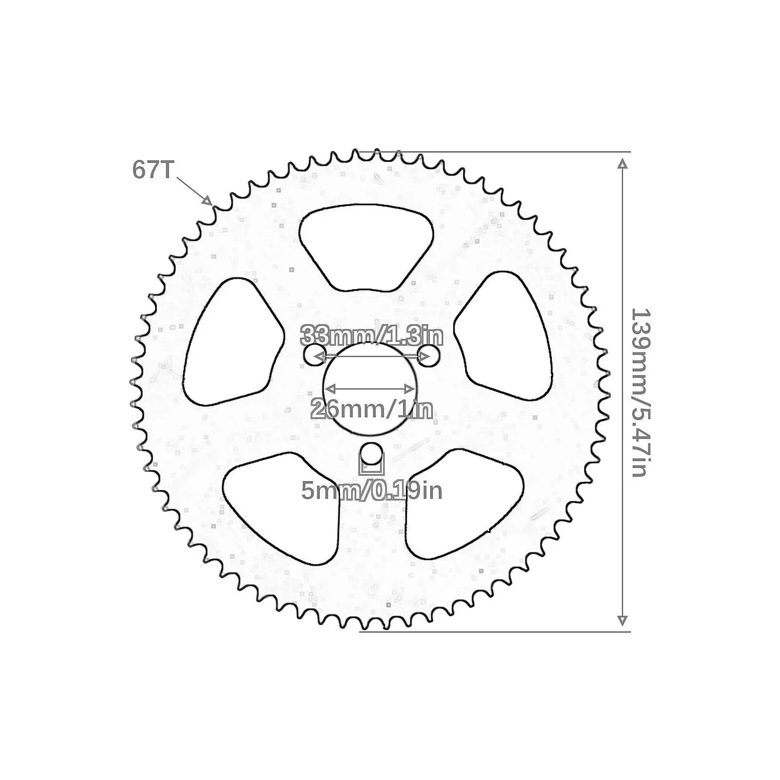 ضرس سلسلة أمامي عالمي 25H 68T للدراجات الرباعية 4 عجلات Go Kart