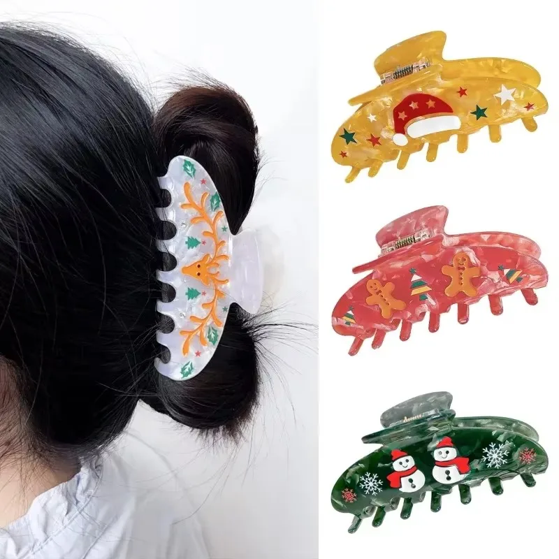 Christmas Hair Clip Cartoon Gingerbread Man Hair Grip for Women with Fun and Whimsical Design Shark Clip Hair Accessories