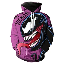 Sudadera con capucha de la serie Venom de superhéroes de Marvel para hombre, suéter deportivo de viaje al aire libre, sudadera suelta con estampado 3D, moda informal