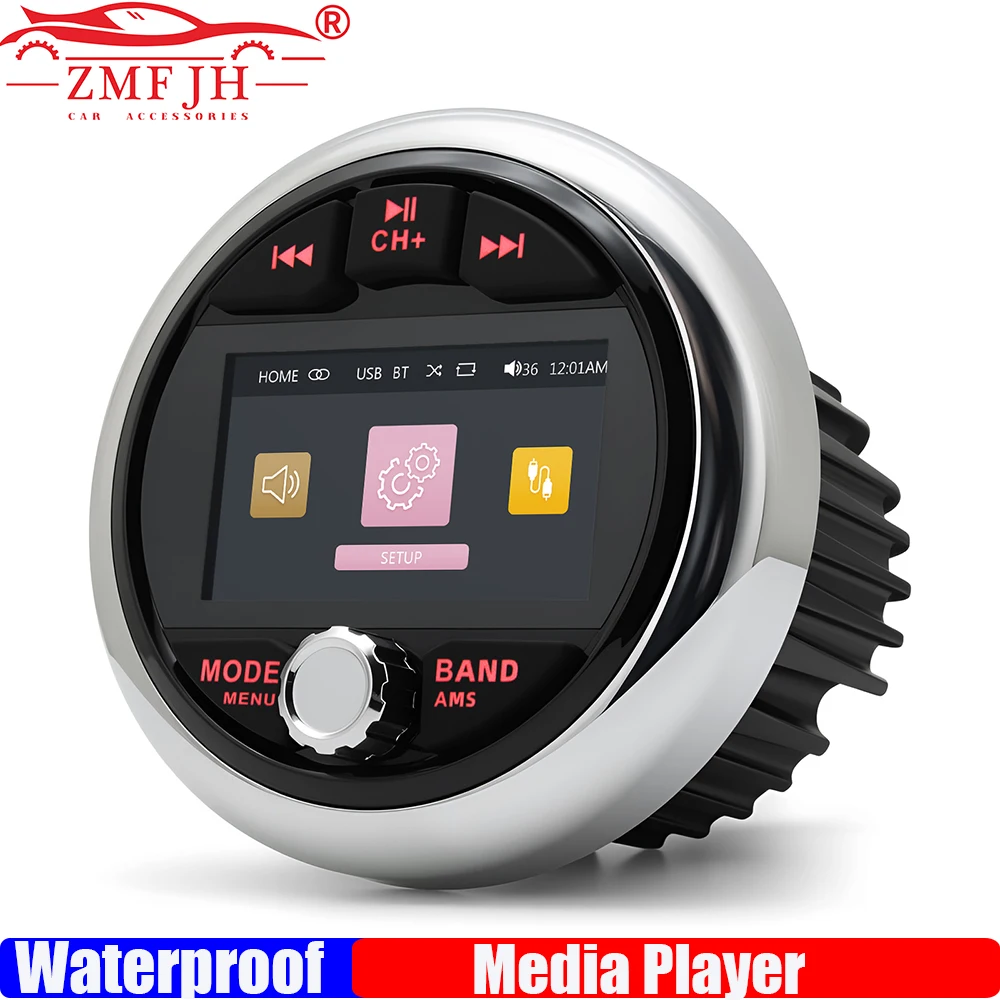 ZMFJH Boat Radio MP5 Marine Stereo Source Media Player AM FM RDS Receiver Video Play Bluetooth-compatible for ATV UTV SPA RZR
