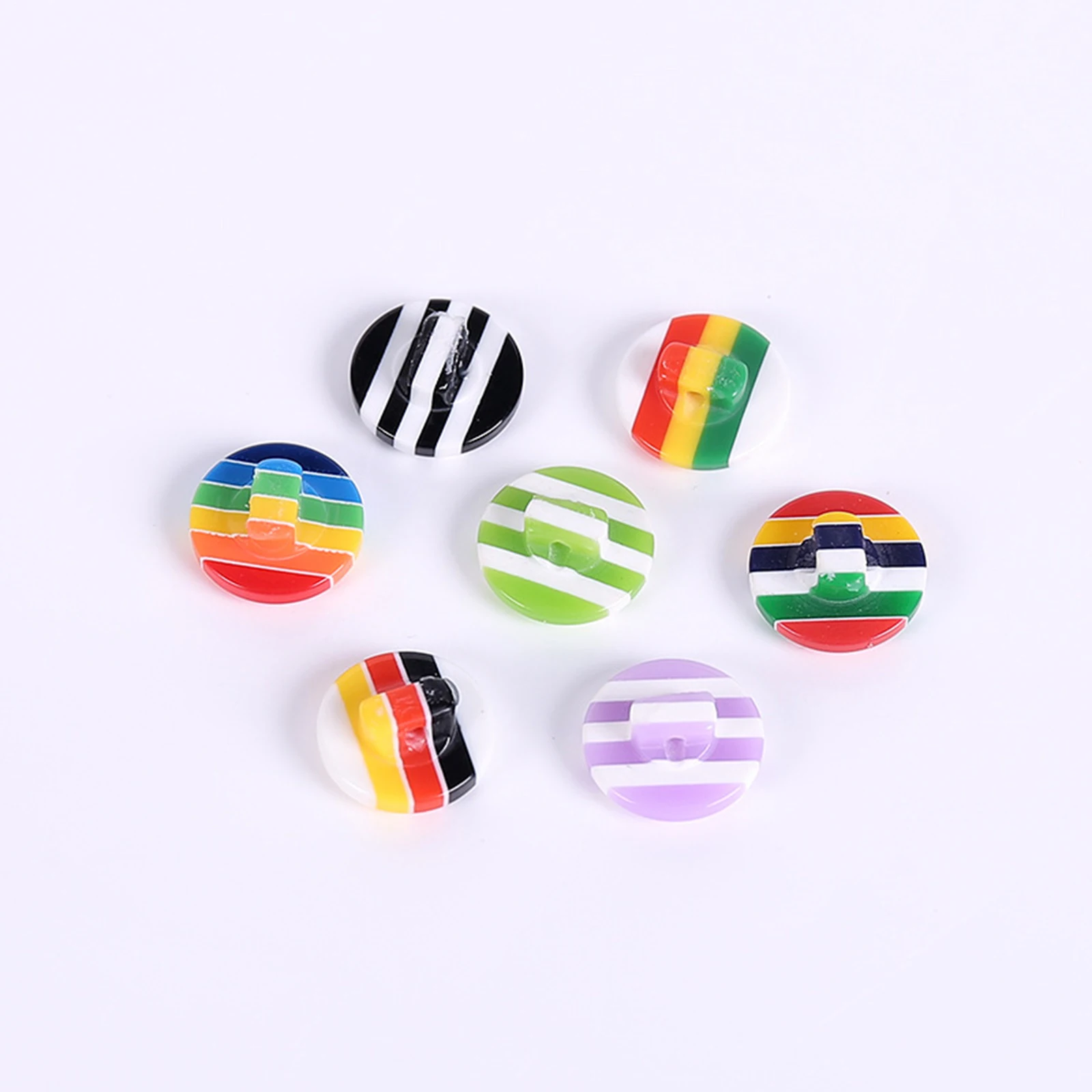 14MM Multicolor Resin Sewing Shank Buttons Round Rainbow Pattern Buttons Scrapbook DIY Women Clothing Sewing Accessories,50PCs