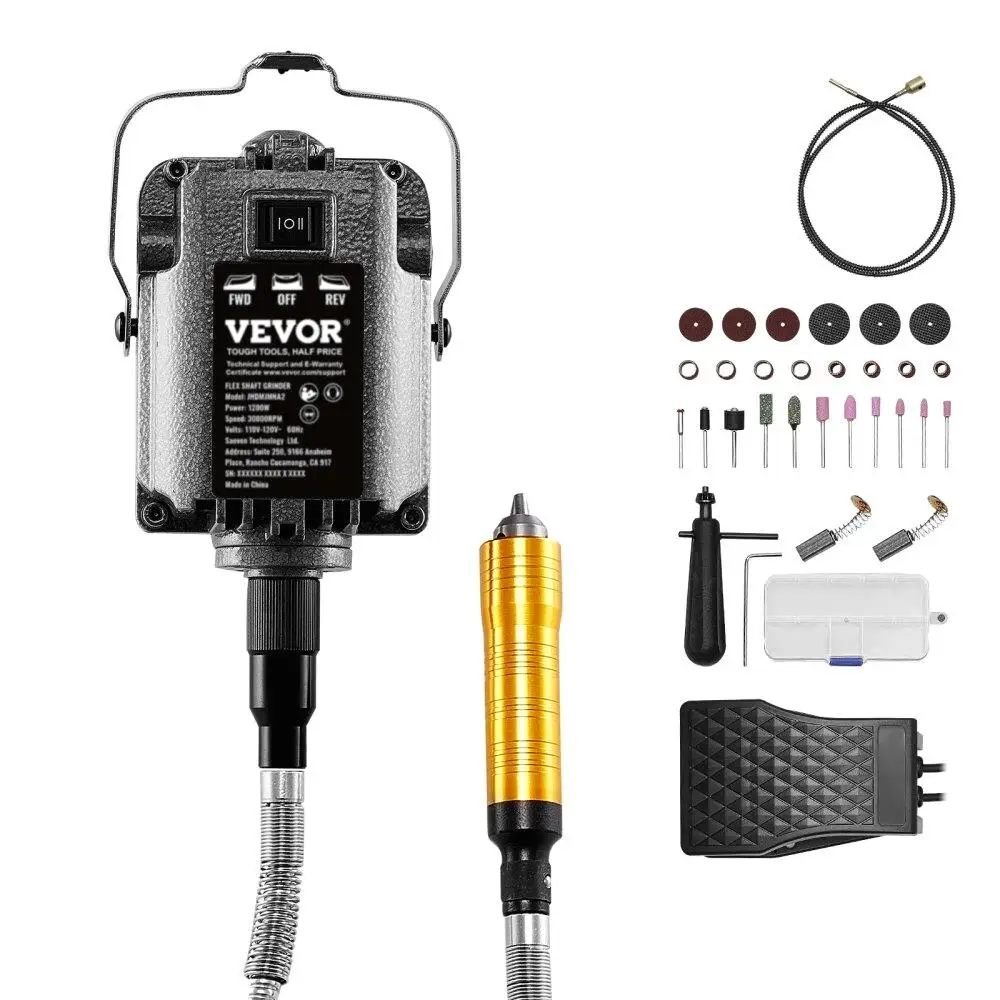 

Adjustable Shaft Grinder 30000 RPM 1200W Foot Pedal Control 31 Piece Tool Set