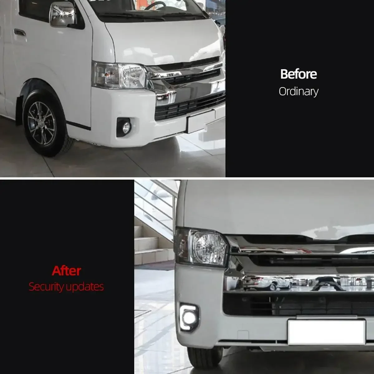 Waterfall lights LED DRL Daytime Running Lights Fog Lamps With H11 Bulbs 6000K~6700K For Toyota Hiace 2014 2015 2016 2017 2018