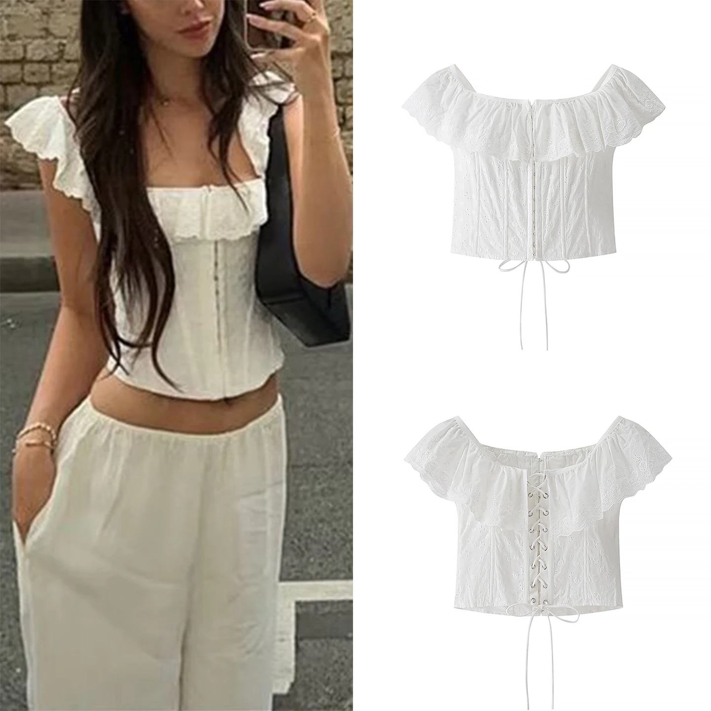 Top ricamato in cotone Ele per donna Faionable Versatile Estate Nuovo arrivo Z Brand Commute Sle Or Lunghezza