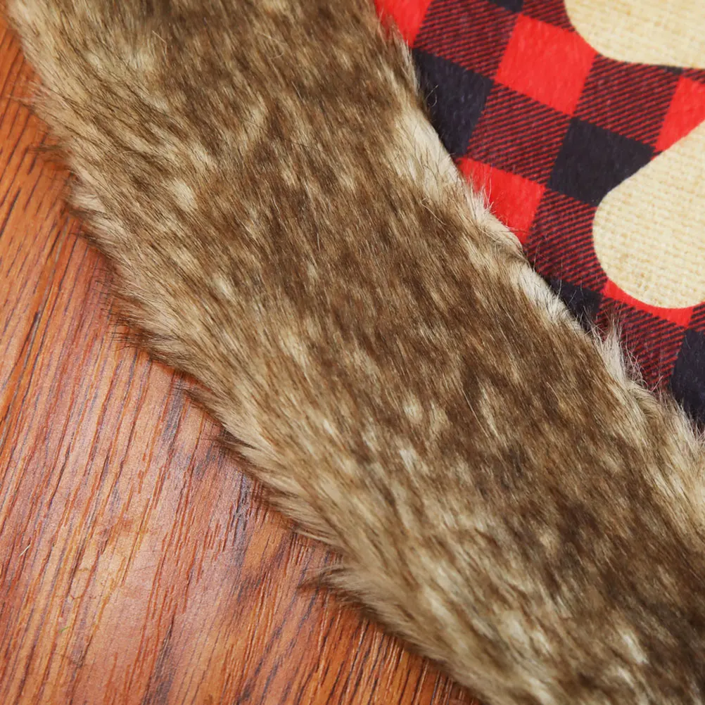 

Christmas Tree Skirt 90cm Red Plaid Snowflake Holiday Decor Carpet Xmas Tree Decoration for Home Office Party