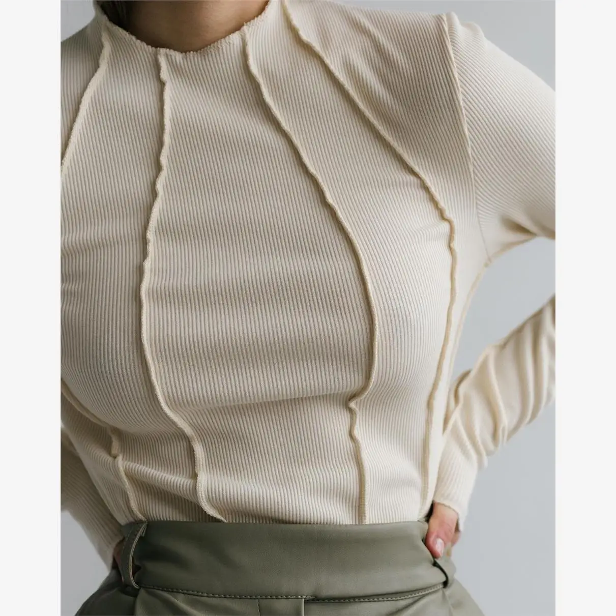 

New Women's Sexy Undercoat Tirt Street Sle Loose Fit Long Sve round Ne Cool Feeling Cotton 00% Print Top