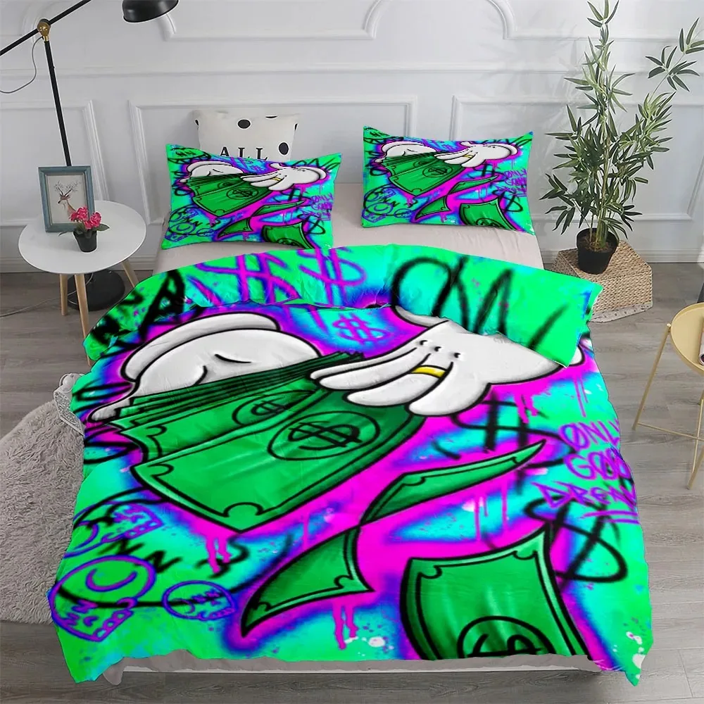 New York Suburbs Graffiti Art Duvet Cover Set King Queen Double Full Twin Single Size Duvet Cover Pillow Case Bed Linen Set