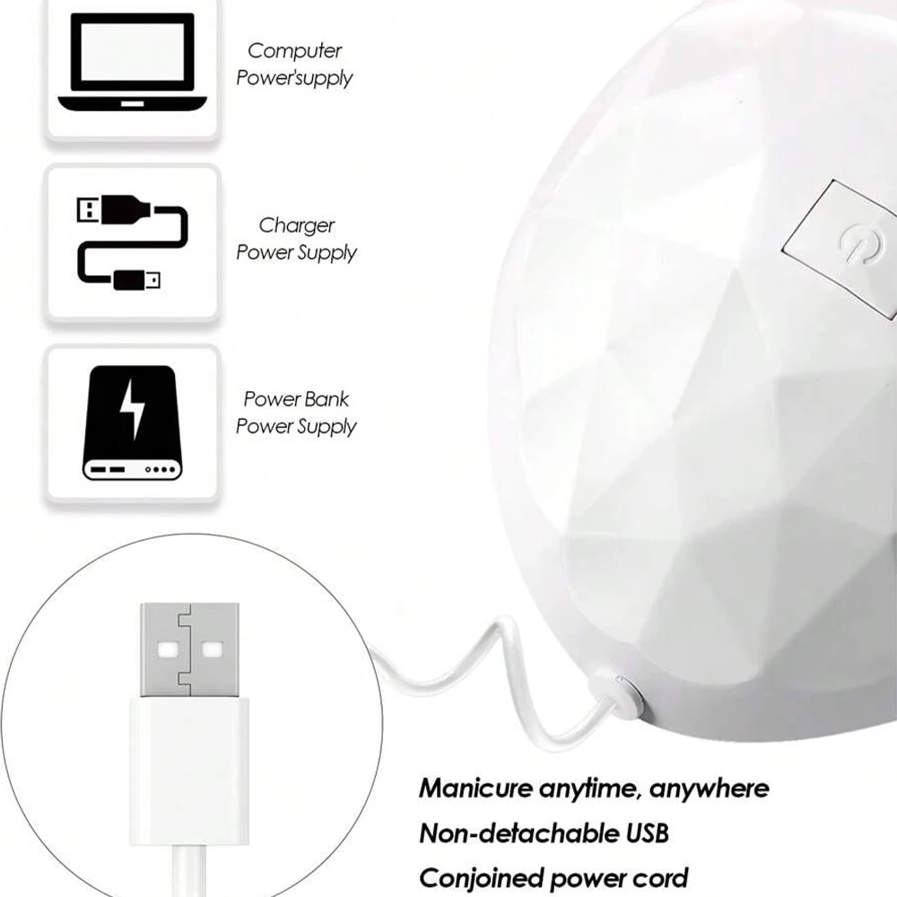 YIKOOLIN 54W USB LED Suszarka do paznokci Lampa UV do utwardzania paznokci do fototerapii żelowej 2 ustawienia timera do użytku domowego i salonowego