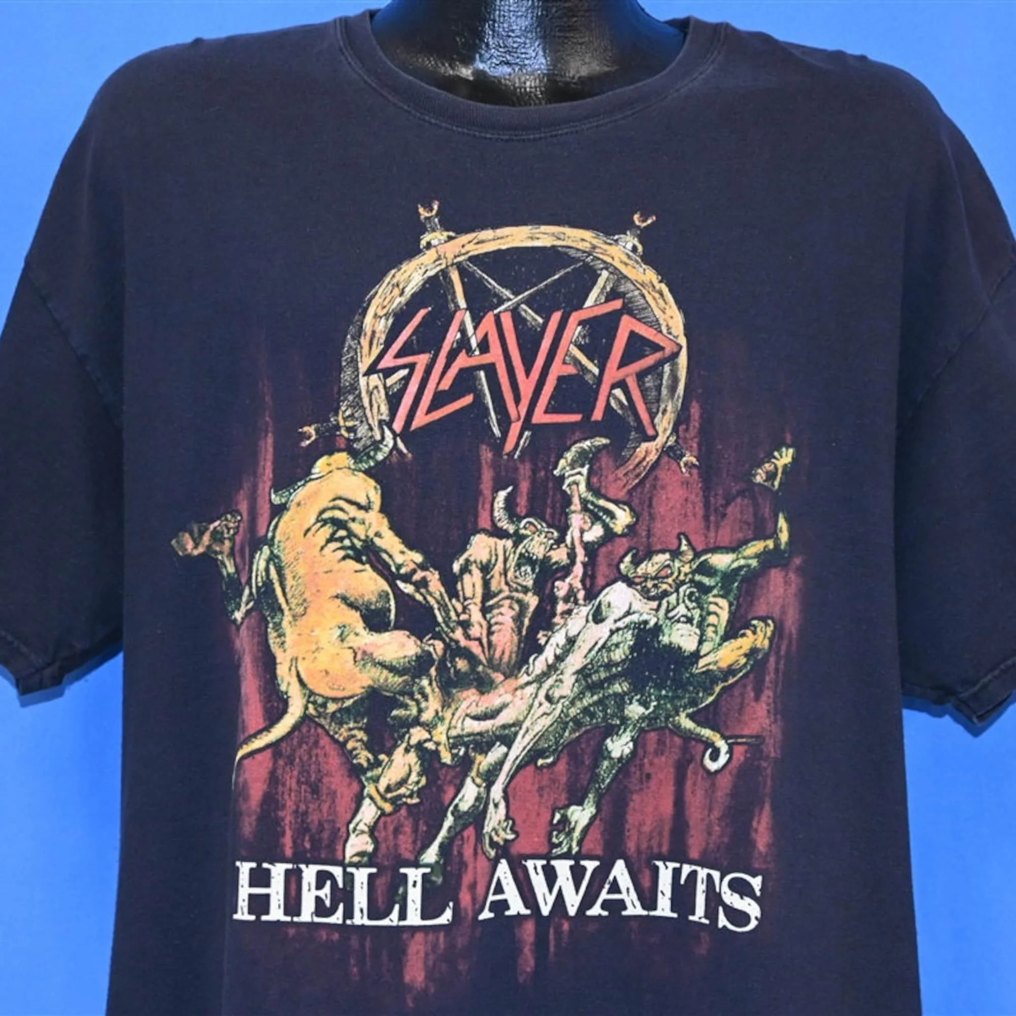 90s Slayer Hell Awaits Thrash Metal Rock Band Cover Art t shirt Extra Large