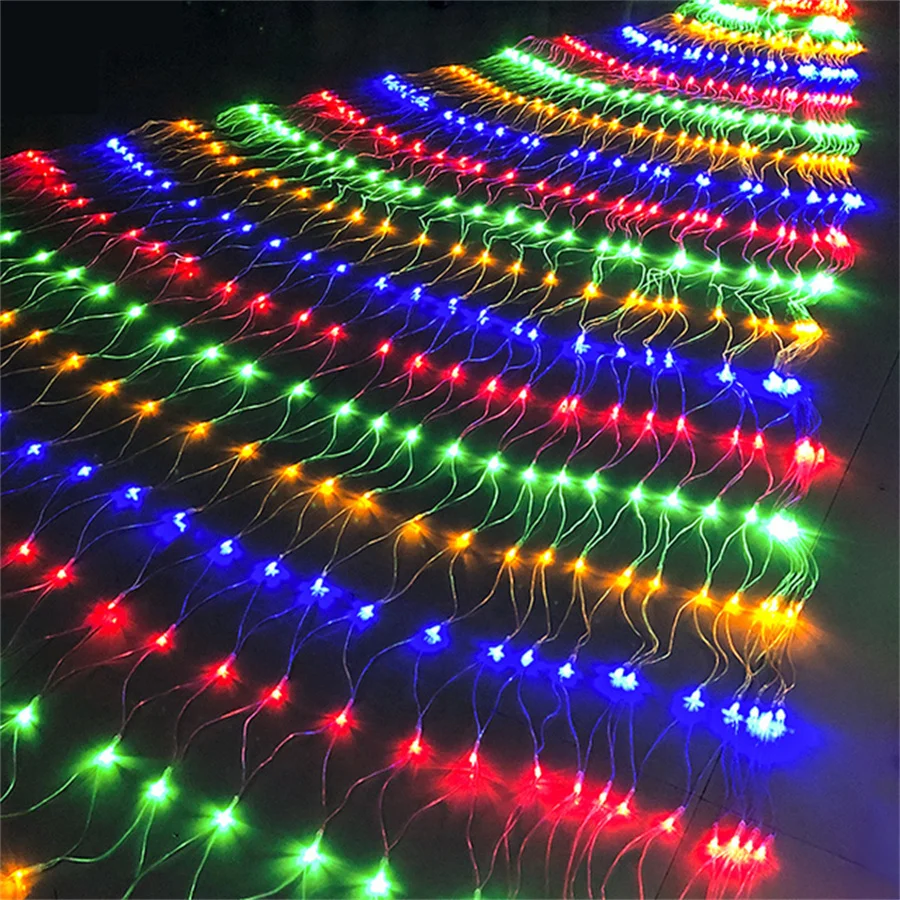 Hot Led 3*2/2*2/1.5*1.5M Sprookjesachtige Tuinverlichting 8 Modi Outdoor Kerst Slinger Mesh Gordijn String Licht Voor Vakantie Feest Decor