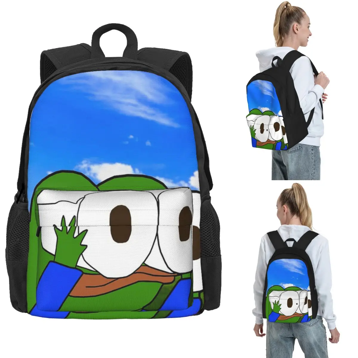 Pepe The Frog Peepo Emote Backpack Hot Sale Daypack Large Capacity Boys Girls BookBag School Bag Shoulder Bags for Men Women