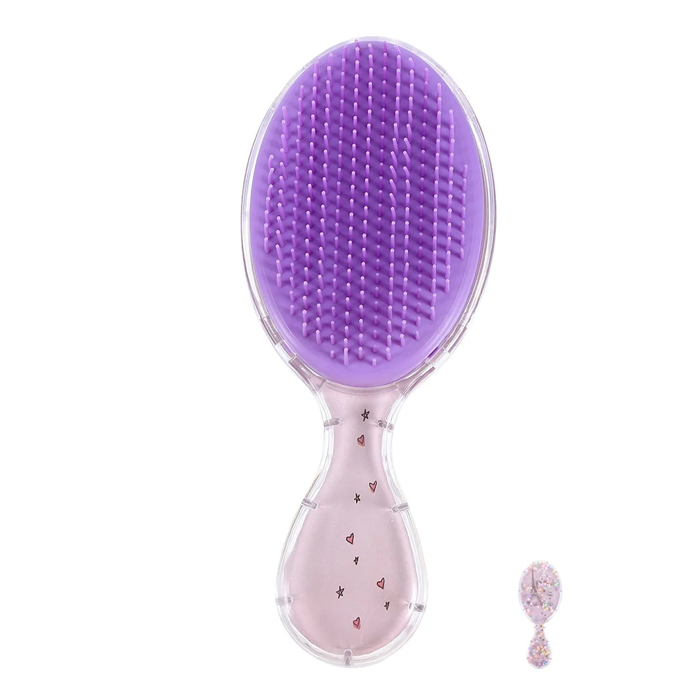 

1pcs 'S Hair Comb Cute Cartoon Detangler Brush With Scalp Massage Purple Portable Comb For Hair Care Tool