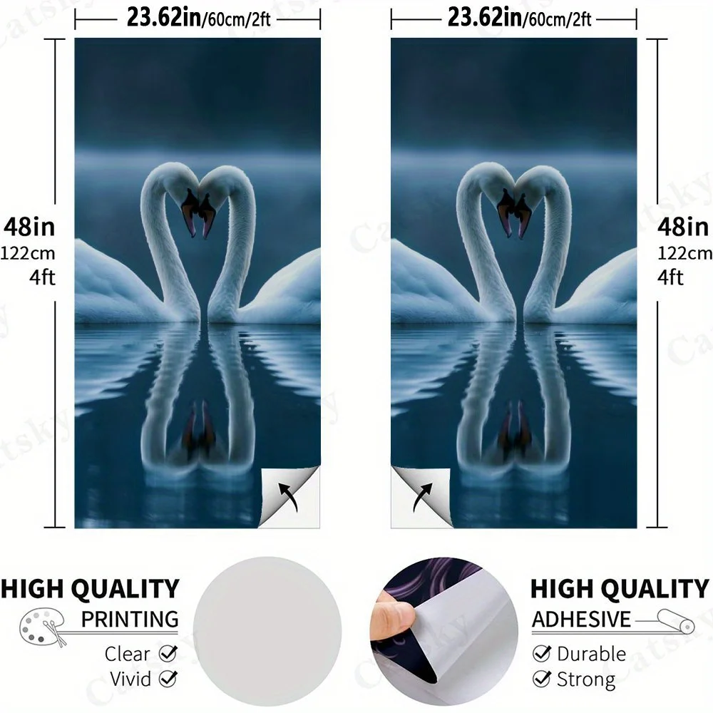 Romantic Swans Heart Shape Art ,High Value! 2D Flat Vinyl Sandboard Decals - Budget-Friendly and High Value, Bubble-Free and Eas