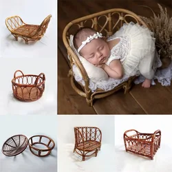 Newborn Photography Props Fotografia Wooden Baby Sofa Rattan Chair Furniture Baby Bed Crib Bench Studio Posing Sofa Accessories