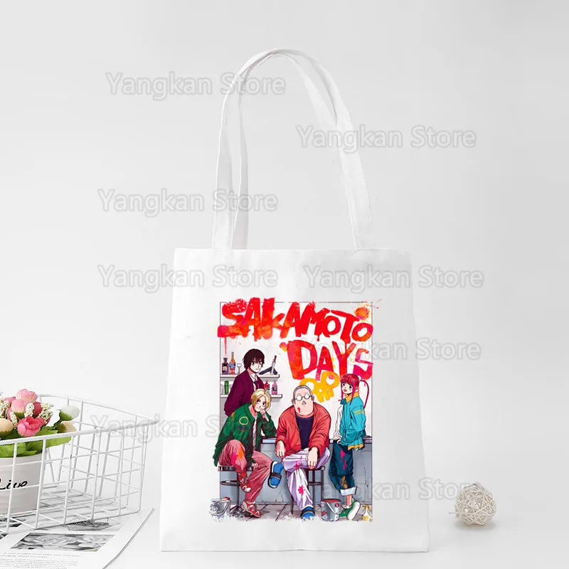 ساكاموتو دايز وصل حديثًا حقائب تسوق بسيطة مطبوعة برسوم كارتونية من القماش الفني للفتيات حقيبة يد كاجوال للحياة #1