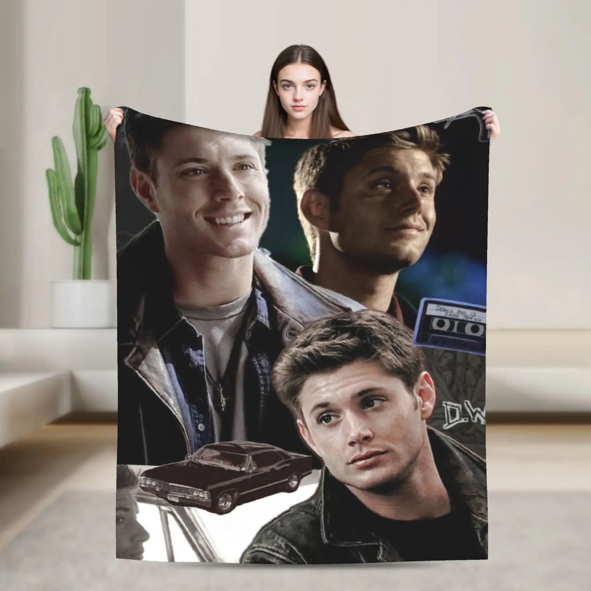 

Super Soft Supernaturals Dean Winchester Sam Throw Blanket Premium Flannel Fleece Blanket Fuzzy Plush Bedspread All Season Use