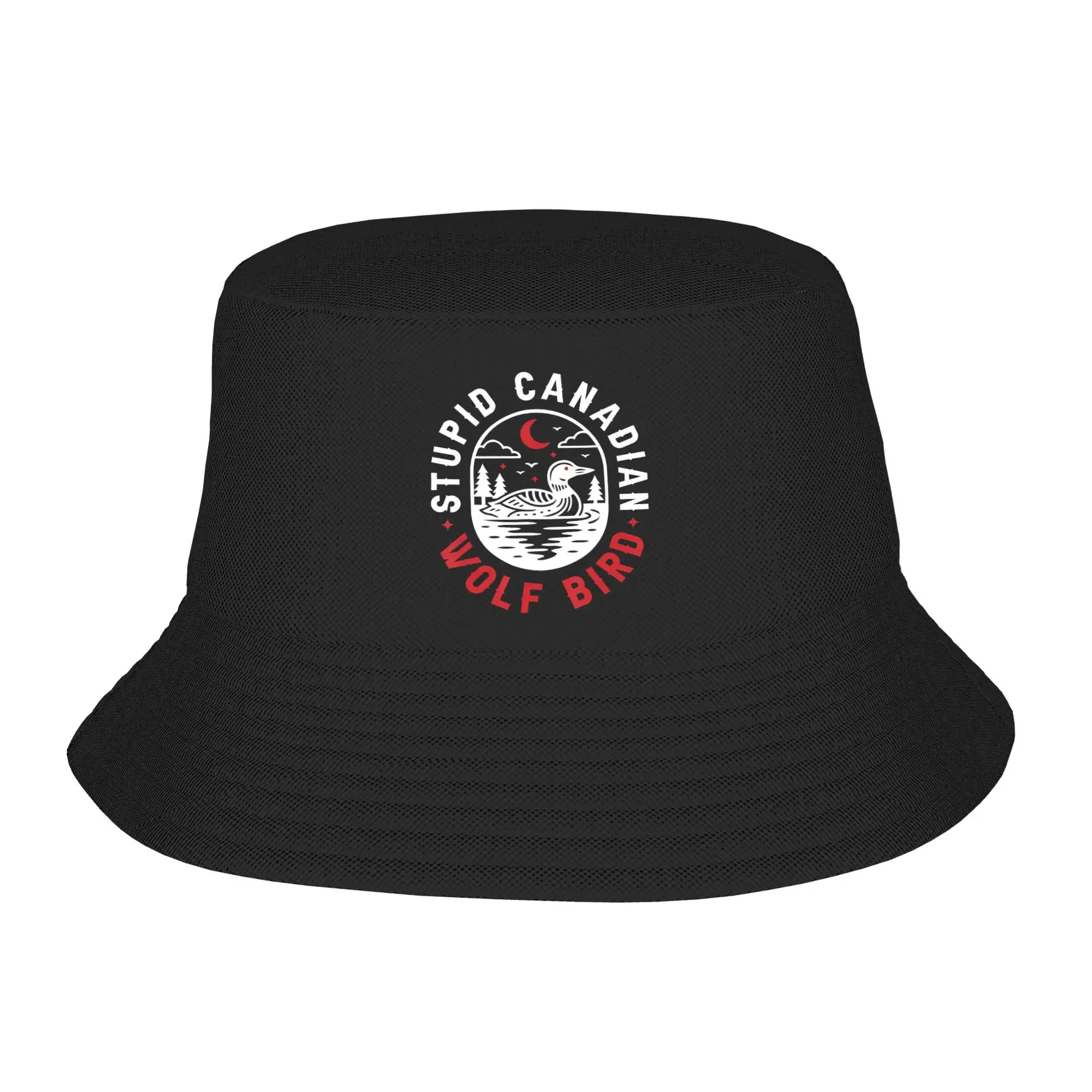 New Stupid Canadian Wolf Bird Sarcastic Loon Bird Bucket Hat Men Fisherman Hats Casual Travel Hiking Caps Hip Hop Design Sun Hat