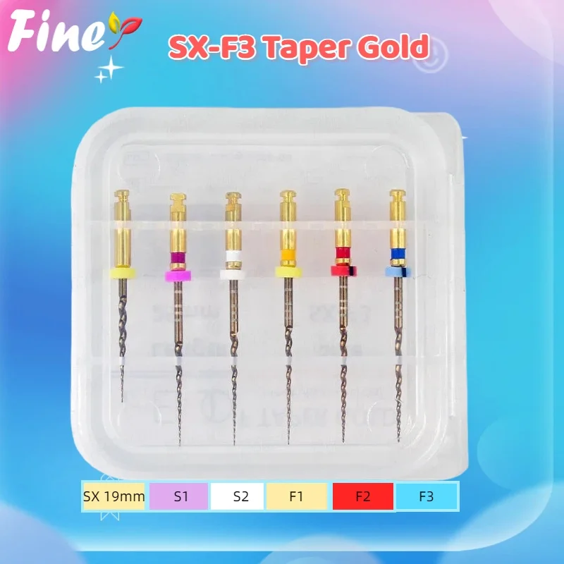 

Finer 6pcs Dental Endodontic Files SX-F3 Endo Rotary Endodontics Files Taper Gold Pro Root Canal Files for Endomotor Dentistry