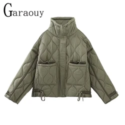 Garaouy 2023 inverno nuova donna oversize Vintage colletto alla coreana parka giacca grande tasca con cerniera cappotti donna soprabito corto Mujer