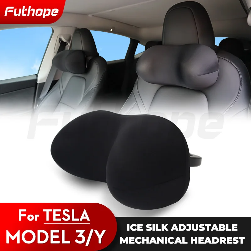 Futhope Ice Velvet SPA Headrest for Tesla Model 3 Y Highland Head Neck Support Protection Long-distance Travel Cool Full Package