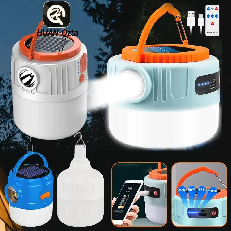 

Camping Lantern Flashlight Solar Lantern Camping Light USB Rechargeable Bulb Outdoor Tent Lamp Portable Lanterns Emergency Light