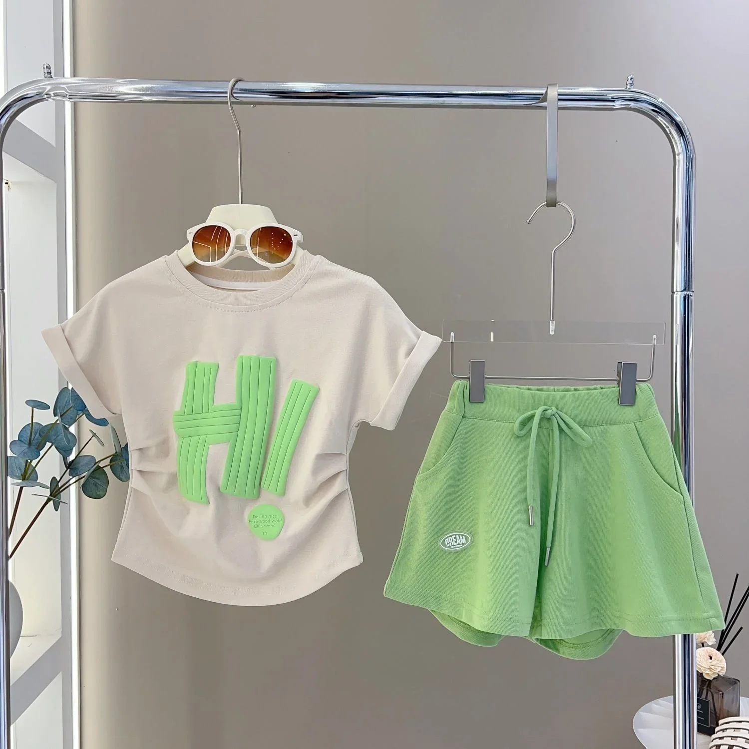 

girls clothes t shirt for kids boy 10 years kids clothes Casual shorts two-piece sports suit Big Girl Summer clothing