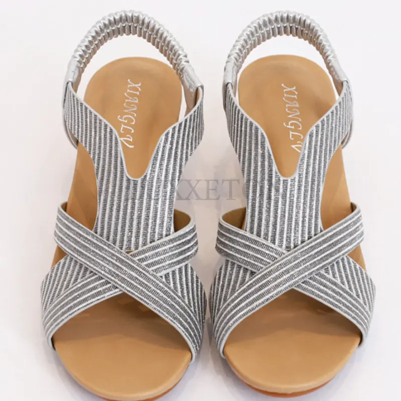 Summer Bohemia Wedge Sandals Women Shoes For Woman Casual Elegant Party Gladiator Shiny Ladies Sandles Sandalias Comfort