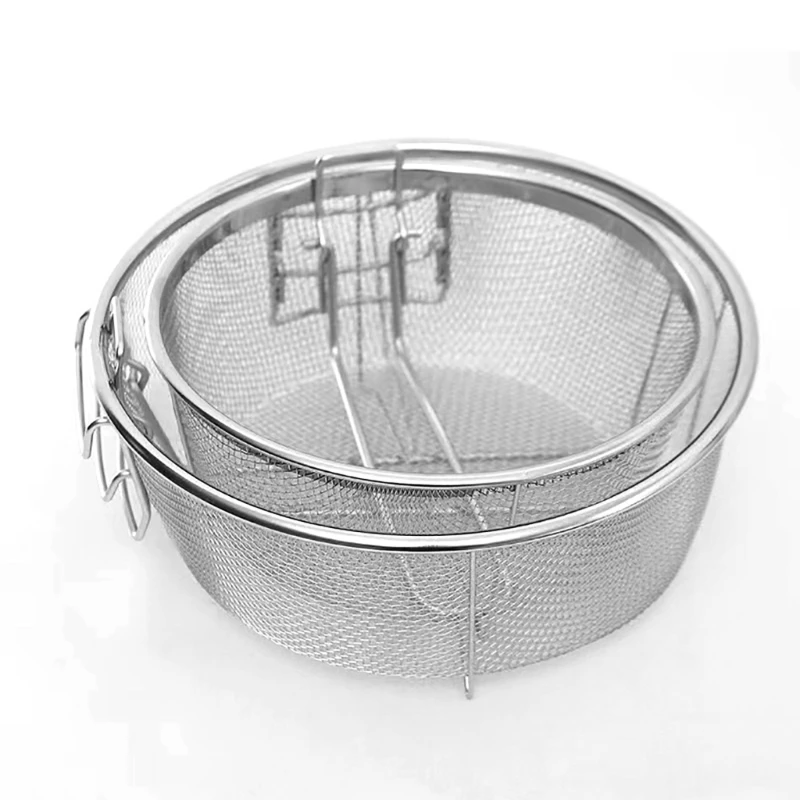 Stainless Steel Deep Frying Basket Round Basket Detachable Handle Strainers Baskets Convenient Cooking Tool for Home Use