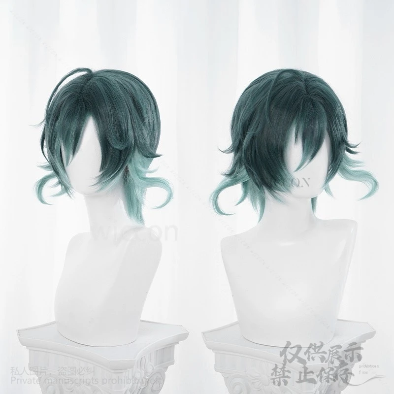 Anime Mukami Azusa Cosplay Vampire Wig Game DIABOLIK LOVERS Green Curl Hair Wig Prop Set Holloween Party RolePlay Men Customized